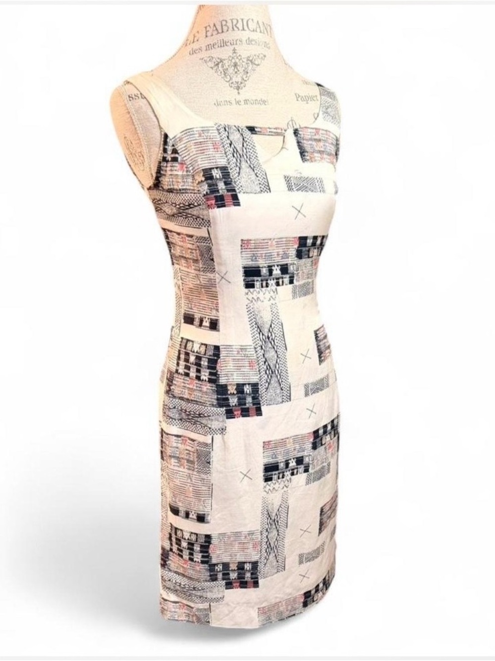 Lauren Taylor New York Patchwork Geometric Print Dress in Sz 4